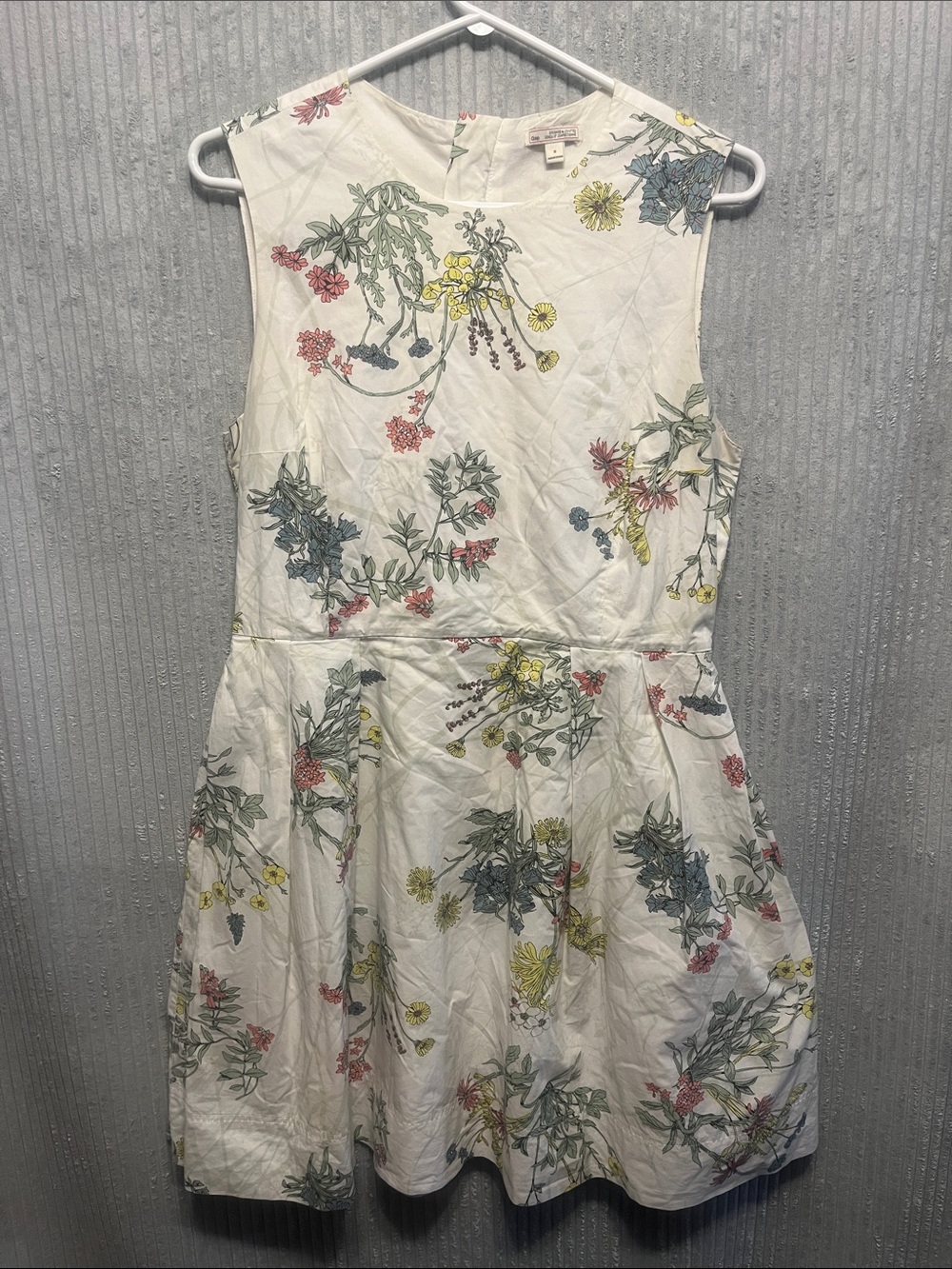 GAP White Floral Sleeveless Fit-and-Flare Dress 8